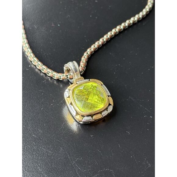 Vintage 2-tone Stunning Green CZ Renaissance Revival Adj. Necklace - Picture 2 of 6